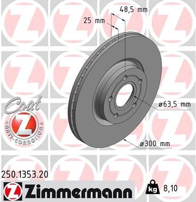 Tarcza hamulcowa przednia 250135320 Zimmermann