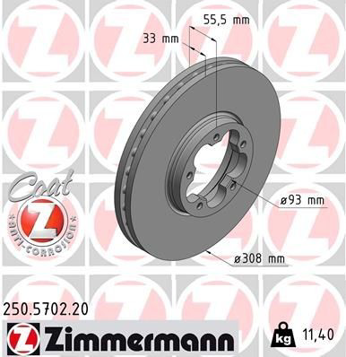 Tarcza hamulcowa przednia Zimmermann 250570220 cena, od 111,12 USD