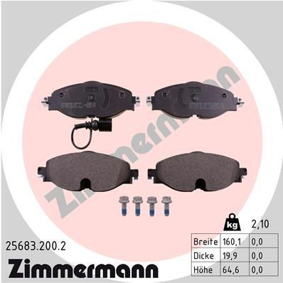 256832002 Zimmermann Klocki hamulcowe przednie tarczowe