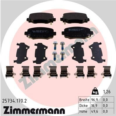 257341702 Zimmermann Okładziny (klocki) do hamulców tarczowych tylne