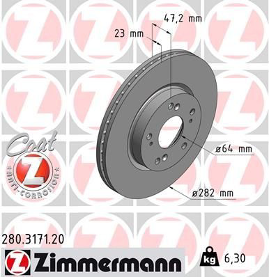 280317120 Zimmermann Tarcza hamulcowa przednia