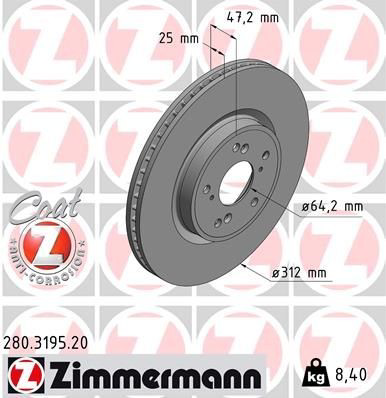 280319520 Zimmermann Tarcza hamulcowa przednia