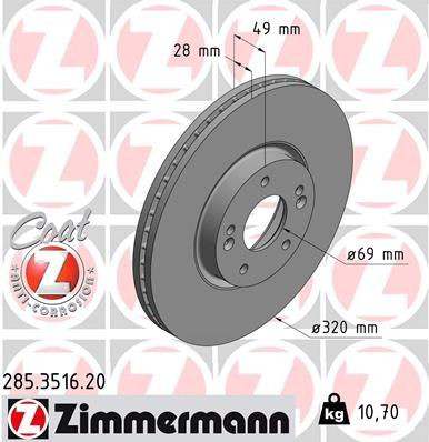 285351620 Zimmermann Tarcza hamulcowa przednia