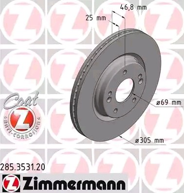 Do koszyka 285353120 Zimmermann Tarcza hamulcowa przednia