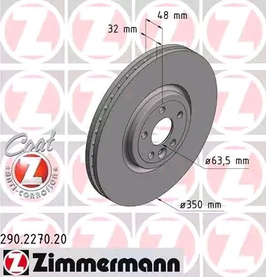 290227020 Zimmermann Tarcza hamulcowa przednia