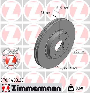 370440320 Zimmermann Tarcza hamulcowa przednia