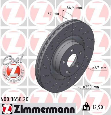 400365820 Zimmermann Tarcza hamulcowa przednia