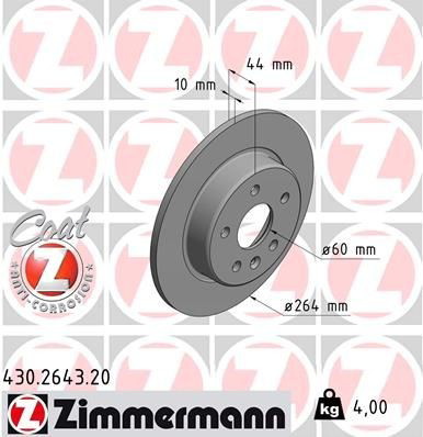430264320 Zimmermann Tarcza hamulcowa tylna