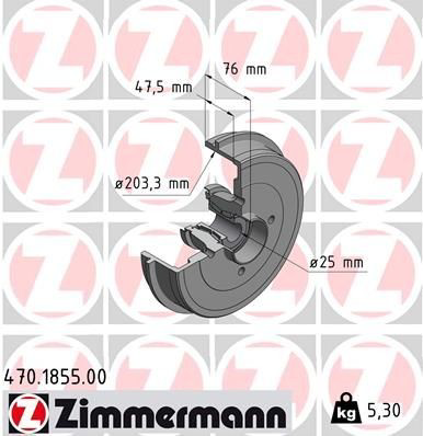 Bęben hamulcowy tylny Zimmermann 470185500 cena, od 108,70 USD