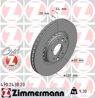 470243820 Zimmermann Tarcza hamulcowa przednia