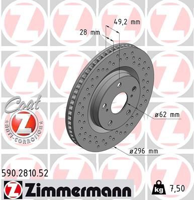 590281052 Zimmermann Tarcza hamulcowa przednia
