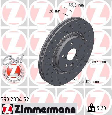 590283452 Zimmermann Tarcza hamulcowa przednia