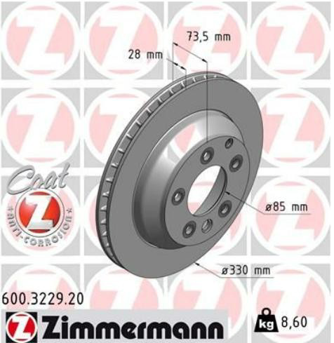 600322920 Zimmermann Tarcza hamulcowa tylna