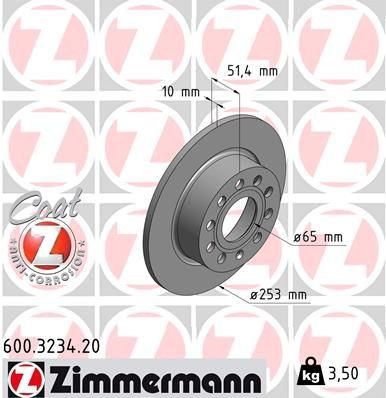 600323420 Zimmermann Tarcza hamulcowa tylna