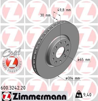 600324220 Zimmermann Tarcza hamulcowa przednia