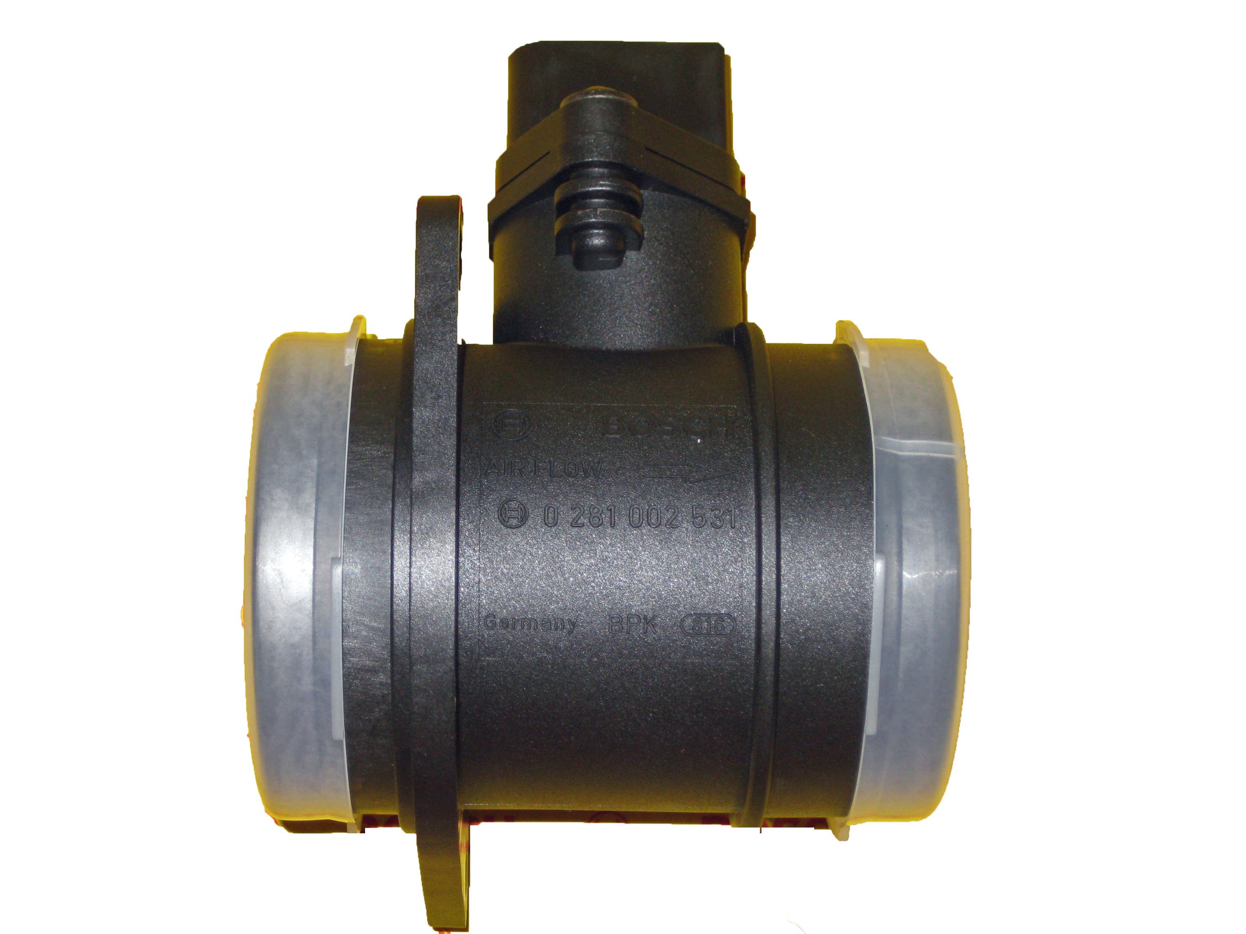 Czujnik przepływu powietrza, przepływomierz powietrza M.A.F. 0281002531 Bosch