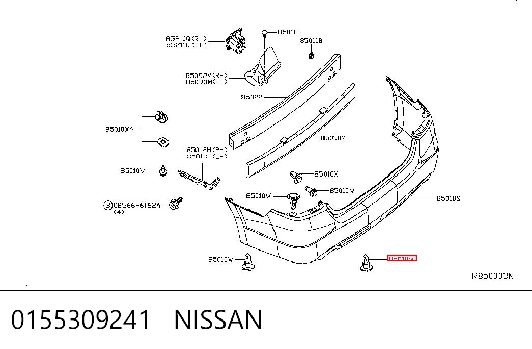 0155309241 Nissan/Infiniti Spinka mocowania zderzaka przedniego