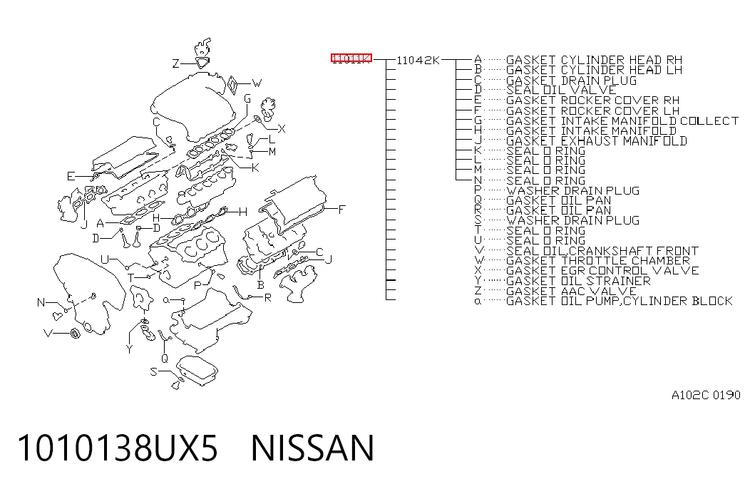 Zestaw uszczelek silnika pełny Nissan Maxima sedana (A32) (1994 - 2000) cena, od 189,01 USD