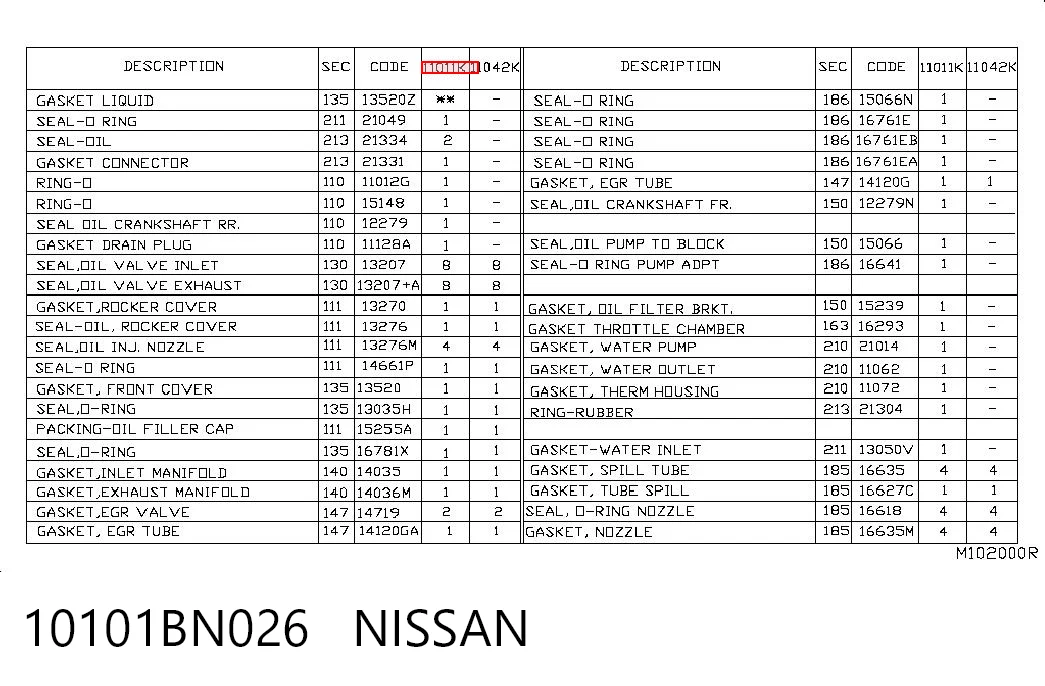 10101BN026 Nissan/Infiniti