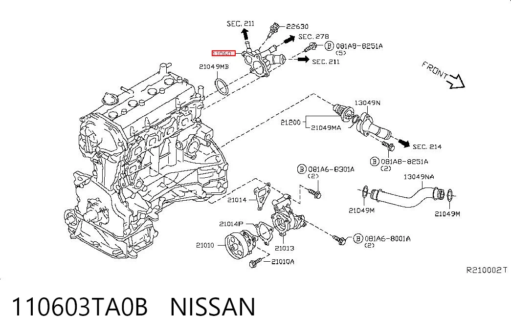 Kołnierz układu chłodzenia (trójnik) do Nissan Rogue  T32U