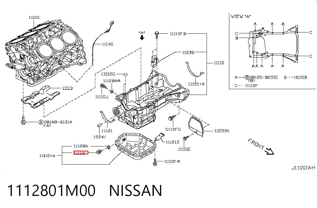 1112801M00 Nissan/Infiniti Korek miski olejowej silnika