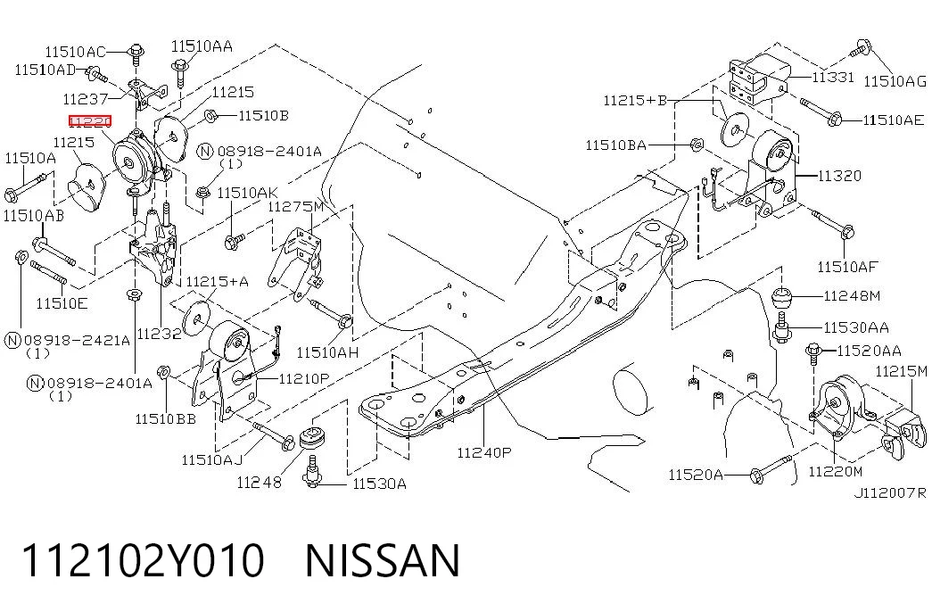 112102Y010 Nissan/Infiniti Poduszka (podpora) silnika prawa