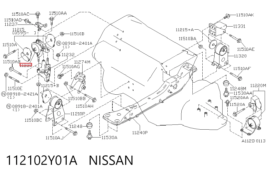 112102Y01A Nissan/Infiniti Poduszka (podpora) silnika prawa