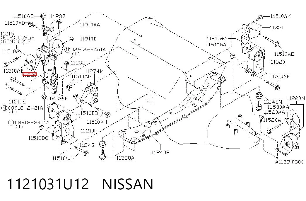  Poduszka (podpora) silnika prawa Nissan Maxima 