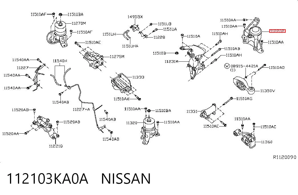 Poduszka (podpora) silnika prawa do Nissan Murano  Z52