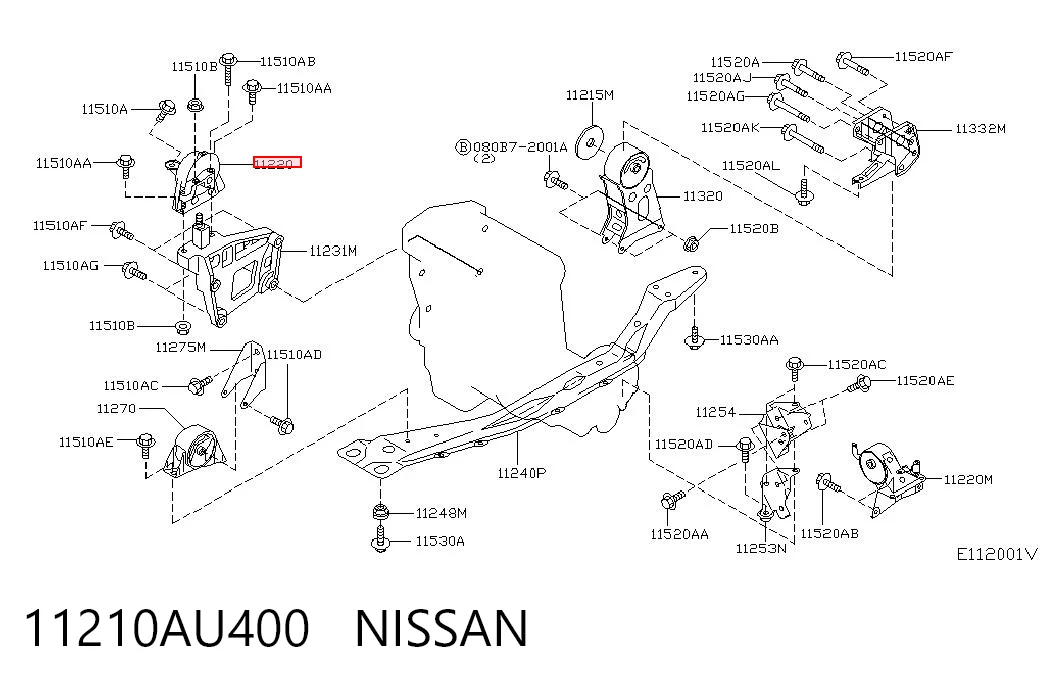 Do koszyka Poduszka (podpora) silnika prawa Nissan Primera  P12