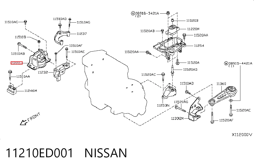 Poduszka (podpora) silnika prawa Nissan Tiida 