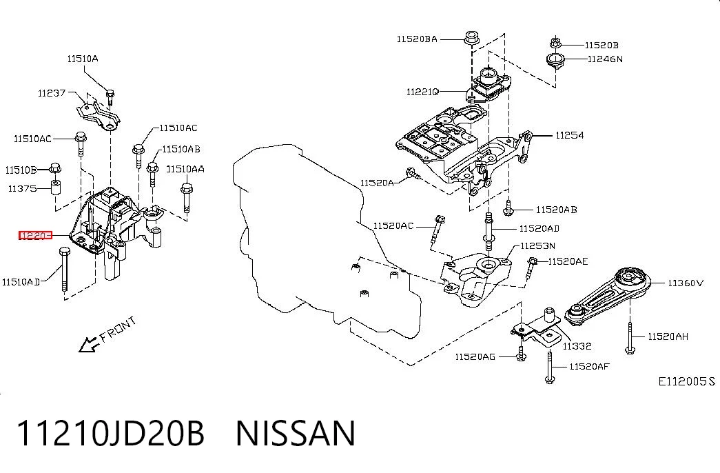 11210JD20B Nissan/Infiniti Poduszka (podpora) silnika prawa