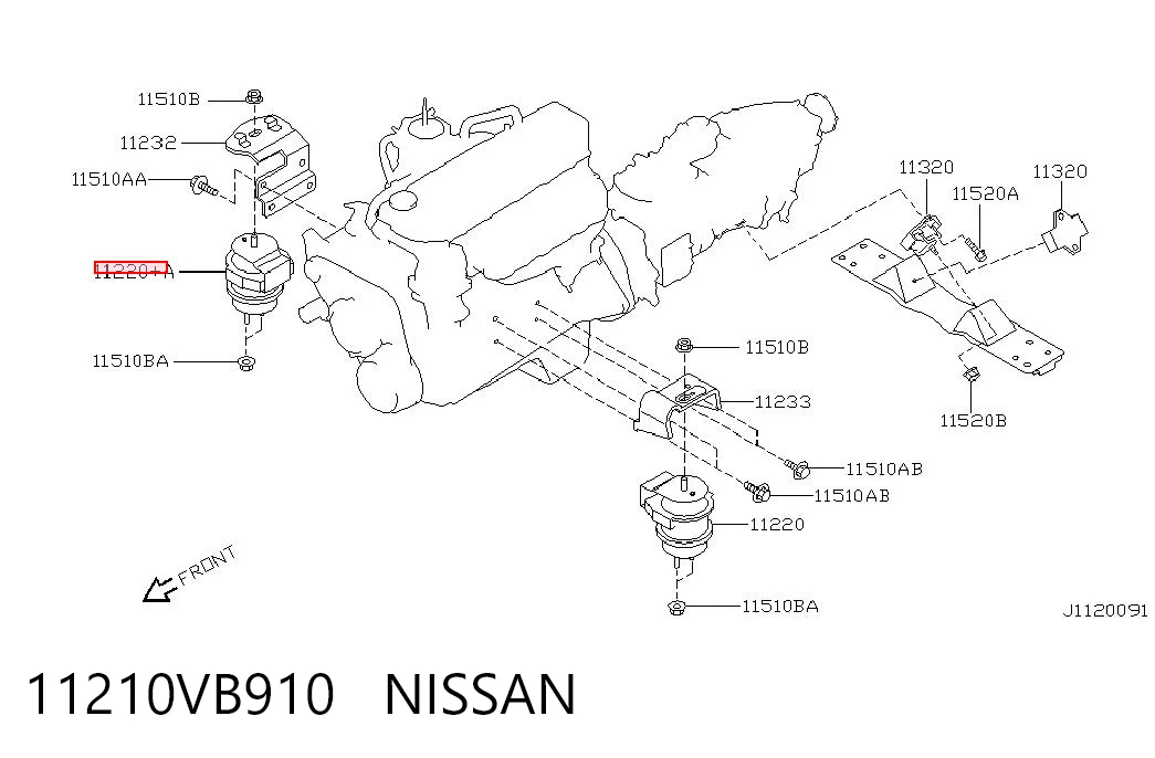 Do koszyka Poduszka (podpora) silnika prawa Nissan Patrol  Y61
