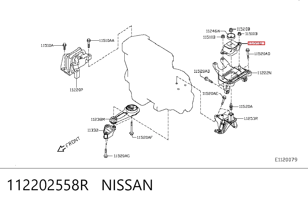 Do koszyka Poduszka (podpora) silnika lewa Nissan Qashqai II J11