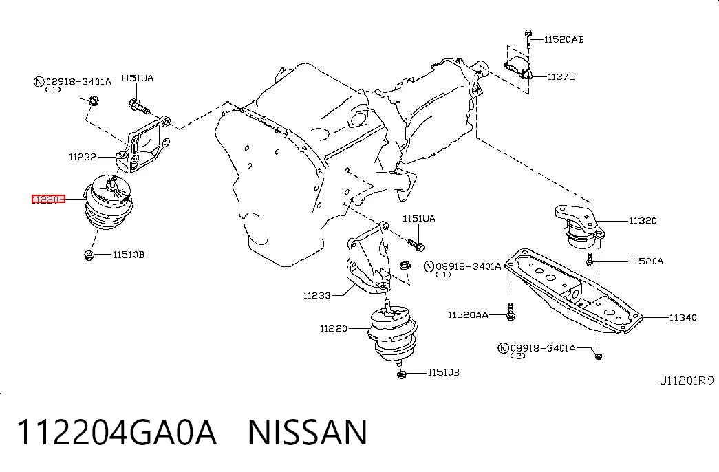 112204GA0A Nissan/Infiniti Poduszka (podpora) silnika lewa/prawa
