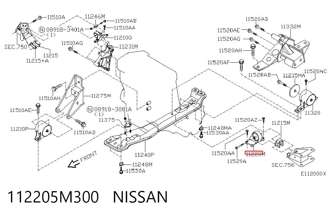 Do koszyka Poduszka (podpora) silnika lewa Nissan Almera TINO V10