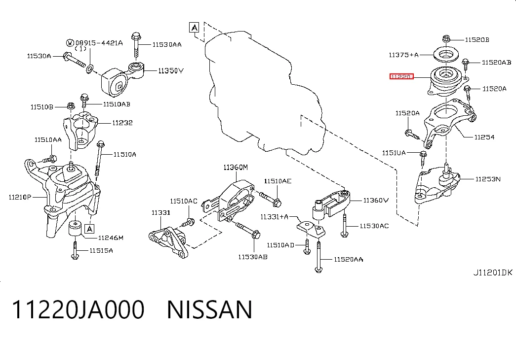 11220JA000 Nissan/Infiniti Poduszka (podpora) silnika przednia