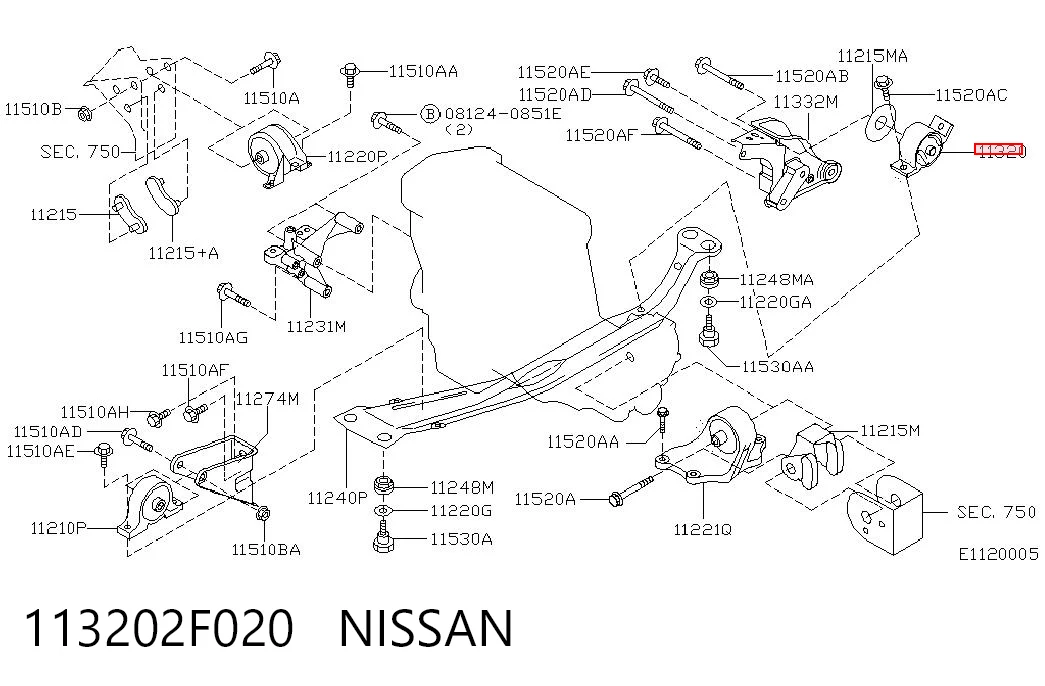  Poduszka (podpora) silnika tylna Nissan Primera 