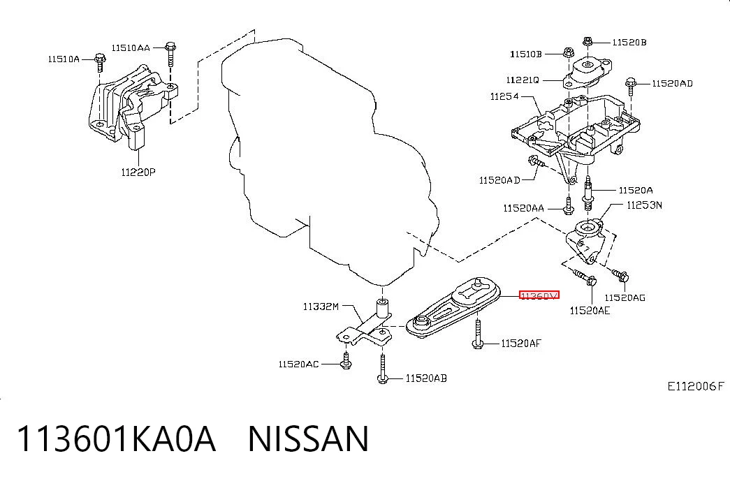 Poduszka (podpora) silnika tylna Nissan JUKE JPN hatchback (F15) (2010 - 2019) cena, od 49,24 USD