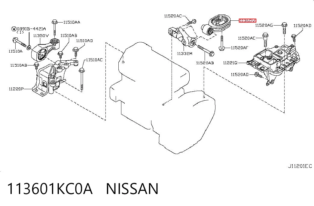 113601KC0A Nissan/Infiniti Poduszka (podpora) silnika lewa