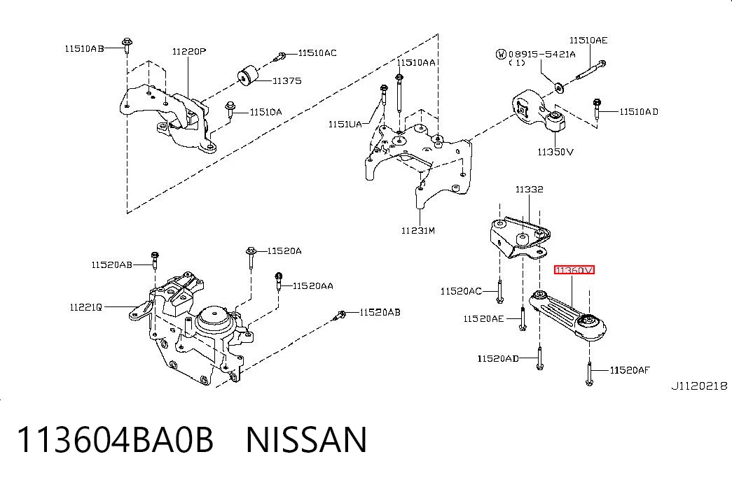 Poduszka (podpora) silnika tylna do Nissan Rogue  T32U