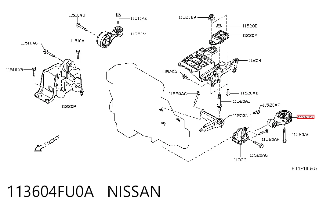 Do koszyka Poduszka (podpora) silnika lewa Nissan JUKE JPN F15