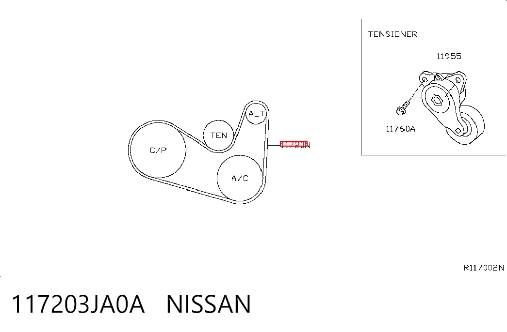 117203JA0A Nissan/Infiniti Pas napędowy mechanizmów