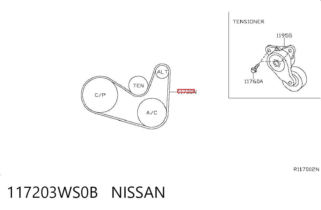 117203WS0B Nissan/Infiniti Pas napędowy mechanizmów