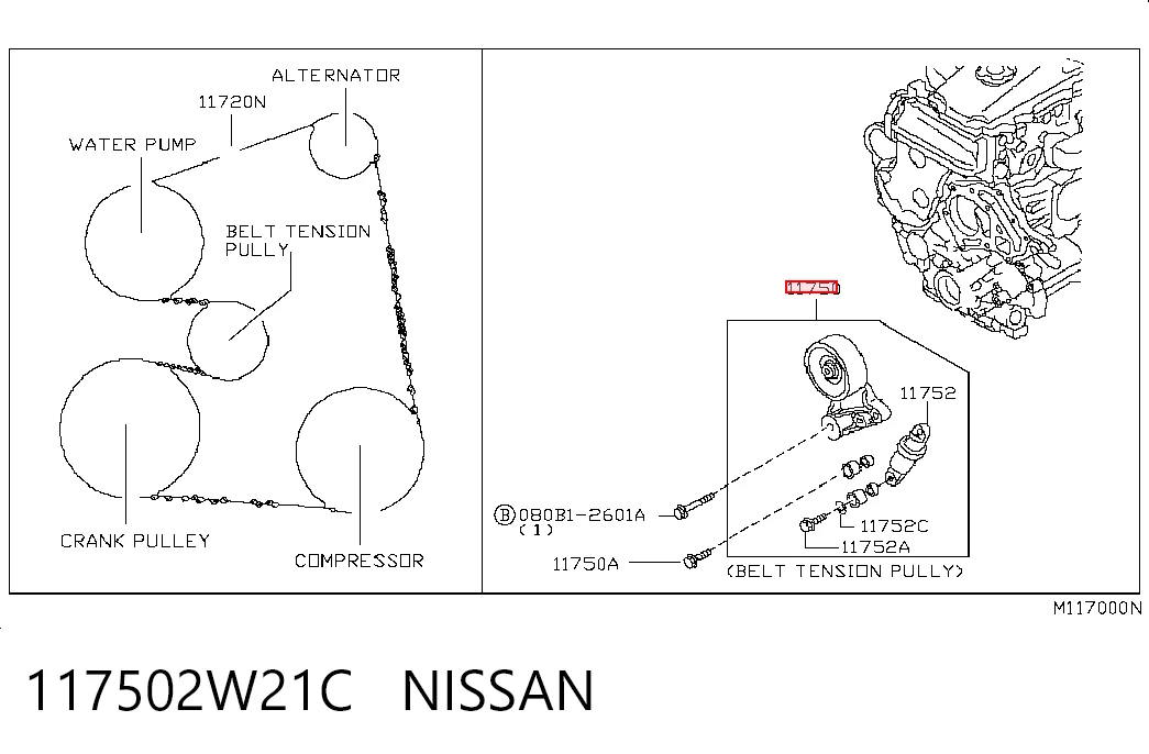 Do koszyka Napinacz paska napędowego Nissan Patrol  Y61