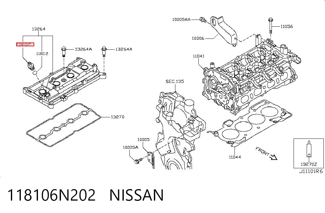 Zawór PCV odpowietrzający silnik do Nissan Qashqai +2 I J10