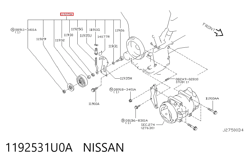 Rolka napinacza paska napędowego Nissan Maxima 