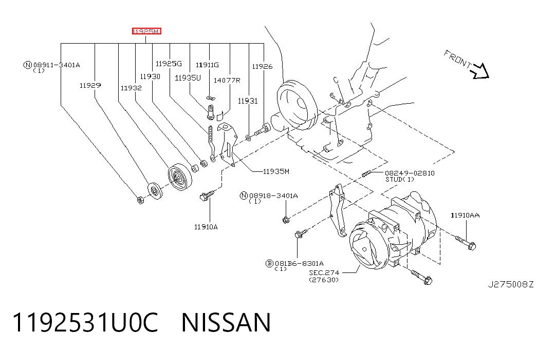 1192531U0C Nissan/Infiniti Rolka napinacza paska napędowego
