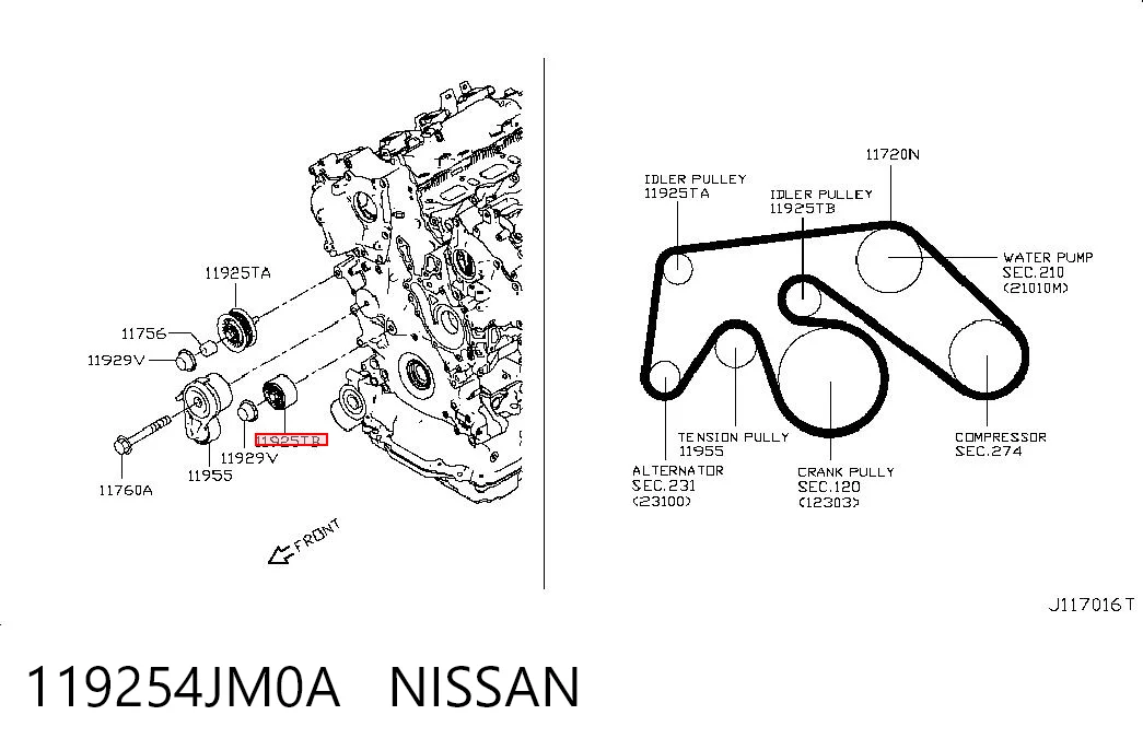 119254JM0A Nissan/Infiniti Rolka prowadząca, kierunkowa paska napędowego