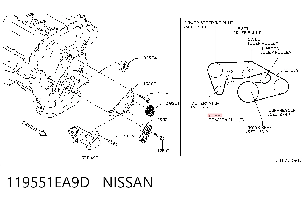 119551EA9D Nissan/Infiniti Napinacz paska napędowego